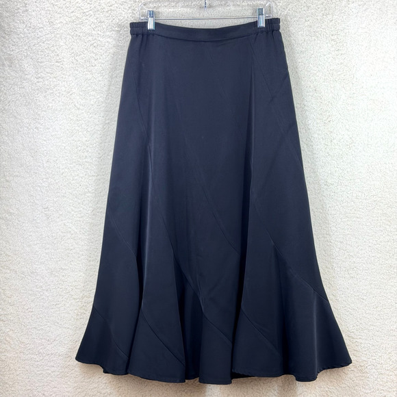 Ashro Dresses & Skirts - Ashro A Line Silhouette Bias Cut Black Maxi Skirt Women 14 Lined Cocktail Party